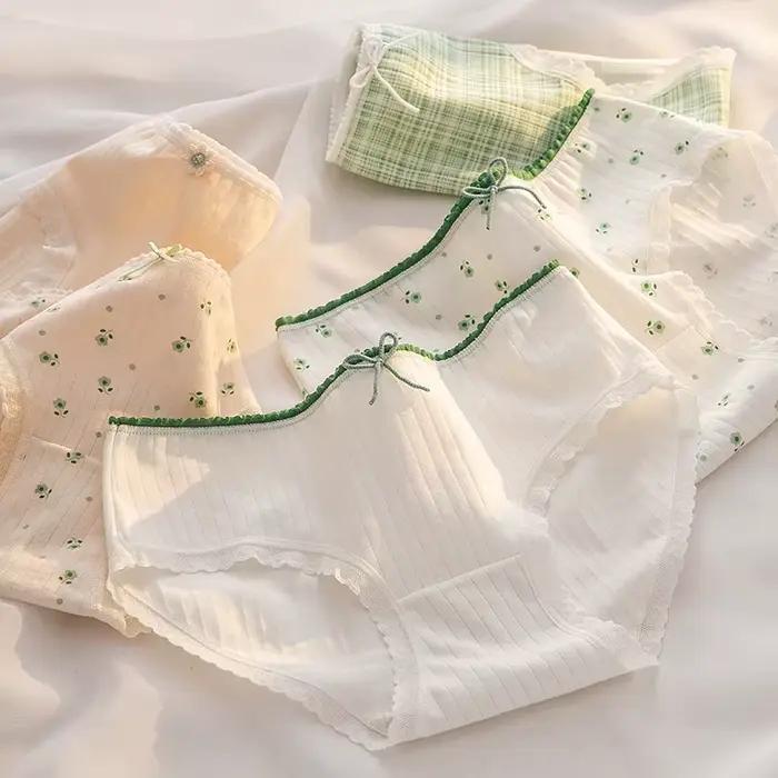 5 pièces/ensemble culottes en coton femmes doux nœud slips filles doux sous-vêtements respirants dam