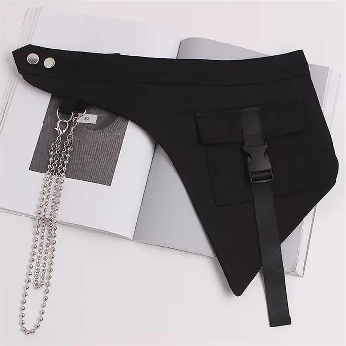 Corset multifonctionnel gothique punk hip hop avec chaîne en métal, style techwear pour femmes, mode