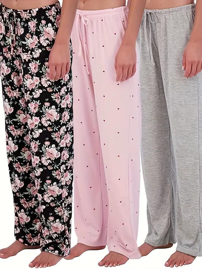 Lot de 3 pantalons de pyjama quatre saisons pour femmes, pantalons décontractés ultra doux et confor