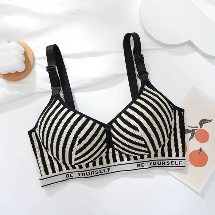 Nouveau soutien-gorge d'allaitement de maternité léger et respirant en pur coton froncé Anti-affaiss