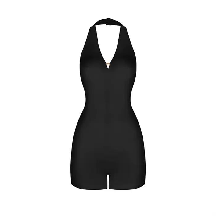 Body de danse latine noir pour femmes, col en V, dos nu, costume de danse latine, vêtements de danse