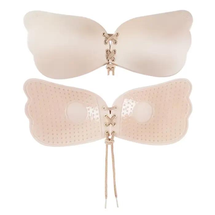 Soutien-gorge invisible auto-adhésif sans couture pour femme, avec cordon de serrage antidérapant, e