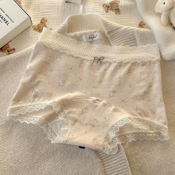 Sous-vêtements en coton pour femmes, boxeurs respirants sans couture, short en dentelle, taille moye