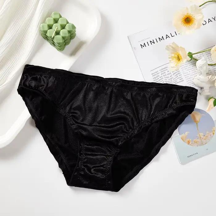Culotte Sexy en Satin pour Femme, Garniture à Volants, Sous-Vêtement Sans Couture, Confortable, Tail