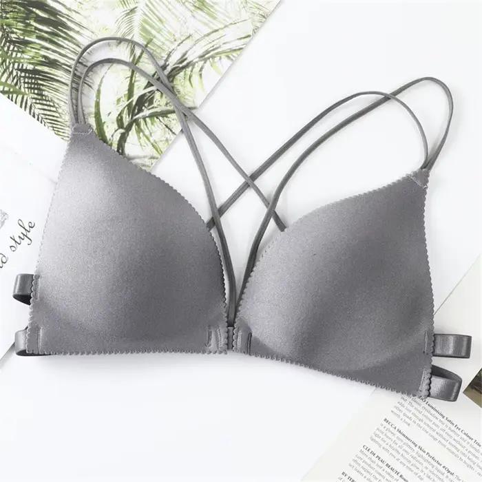 Soutien-gorge sexy à bretelles fines croisées pour femmes, soutien-gorge froncé, polyvalent, beau do