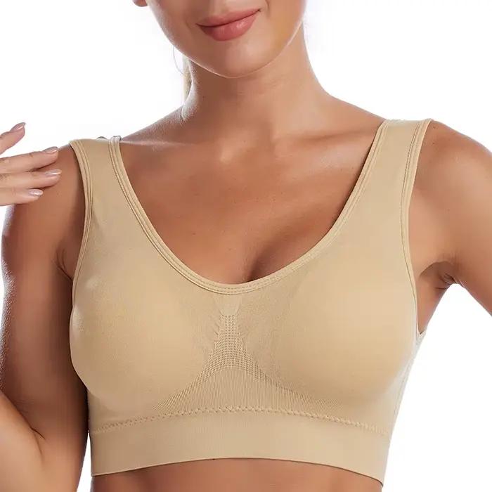 Soutien-gorge rembourré sans couture pour femme, soutien-gorge grande taille, bralette sans fil resp