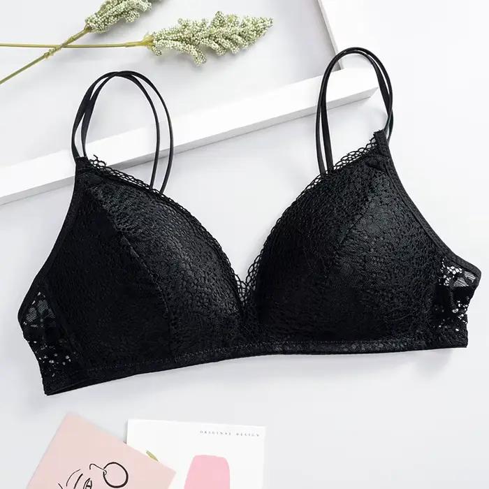 Soutien-gorge sexy en dentelle pour femme, bralette florale sans armatures, lingerie féminine bonnet