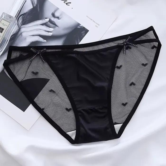 Culotte en dentelle push up pour femme, lingerie sexy, sous-vêtement confortable, en maille, avec nœ