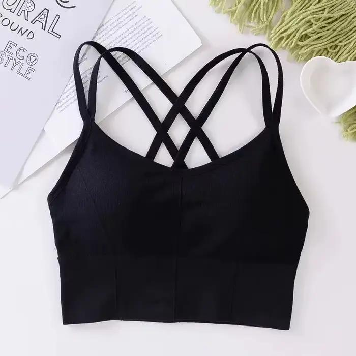 Sexy haut pour femme dos sangle croisée débardeur push up course soutien-gorge de sport respirant do
