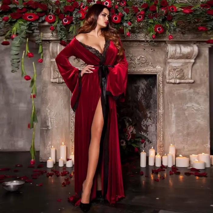 Robes de nuit sexy pyjamas pour femmes dentelle velours femmes vêtements de nuit confortables chemis
