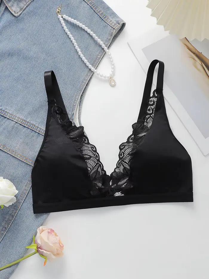 Nouveaux soutiens-gorge Sexy pour femmes sans armatures col en v profond dentelle brassière sans cou