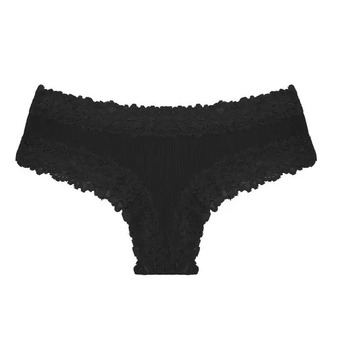 Sous-vêtements brésiliens en coton pour femmes, tongs Sexy en dentelle côtelée florale, respirant, s