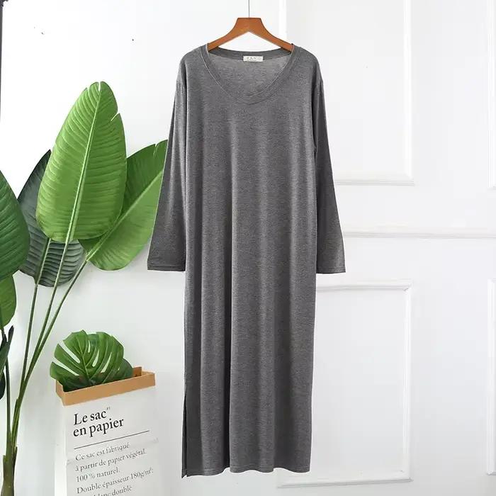 Chemise de Nuit à Manches sulfpour Femme, en Coton Modal, Multicolore, Grande Taille, Vêtements de P