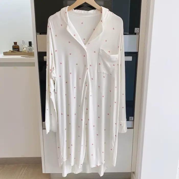 Robe de nuit modale pour femme vêtements de nuit nouveau printemps automne à manches longues chemise