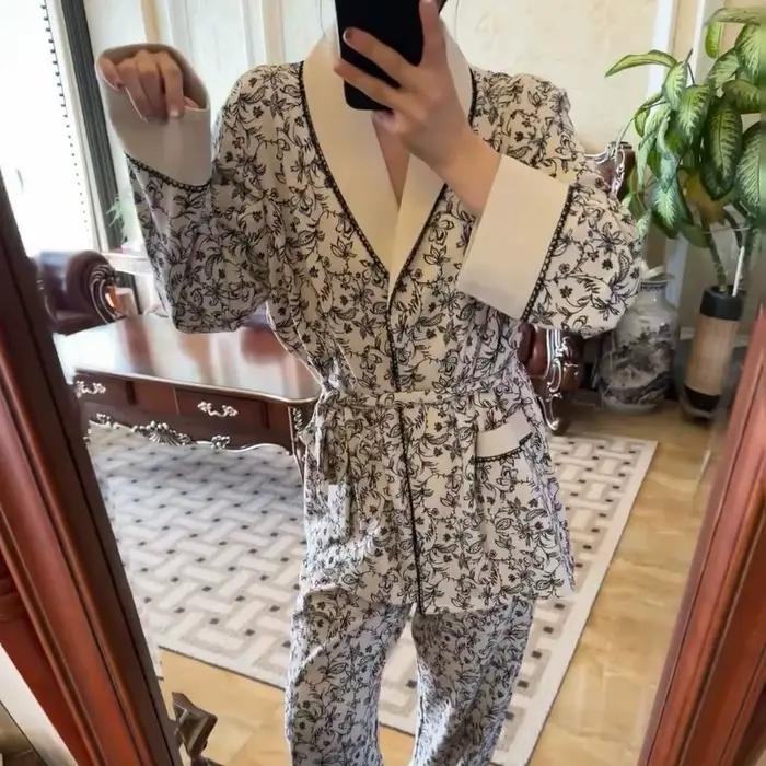 Pyjama de luxe en velours pour femme, classique, épais et chaud, ensemble 2 pièces, pantalon à manch