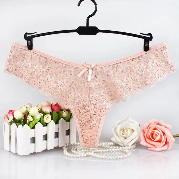 String Sexy en Dentelle pour Femme, Culotte Taille Basse avec Nministériels d Papillon, Broderie Flo