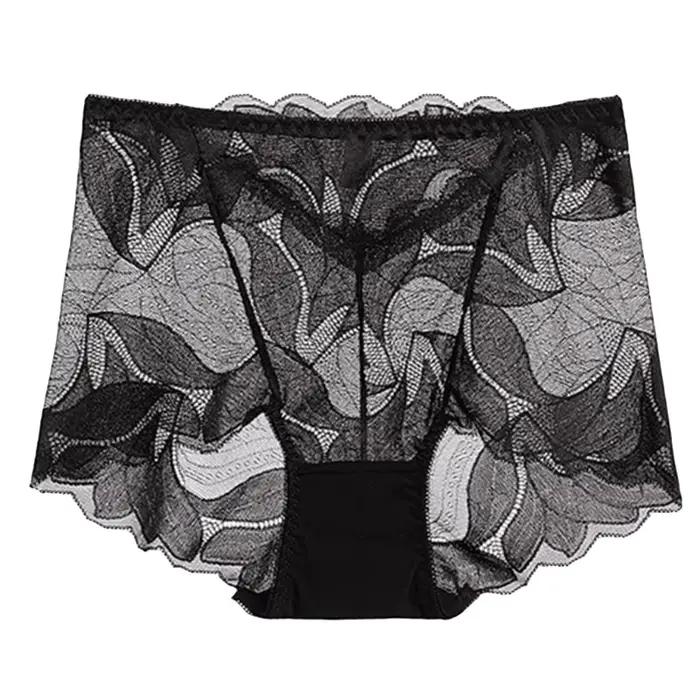 Culotte imprimée florale respirante pour fille, sous-vêtement sexy, slim, confortable, transparent, 