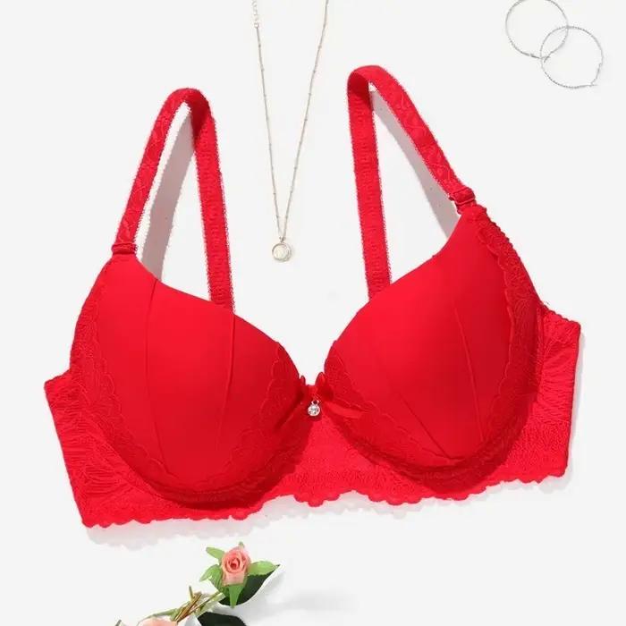 Beauwear-Soutien-gorge brodé à fleurs vertes, avec pendentif, push up, avec rembourrage en mousse, à