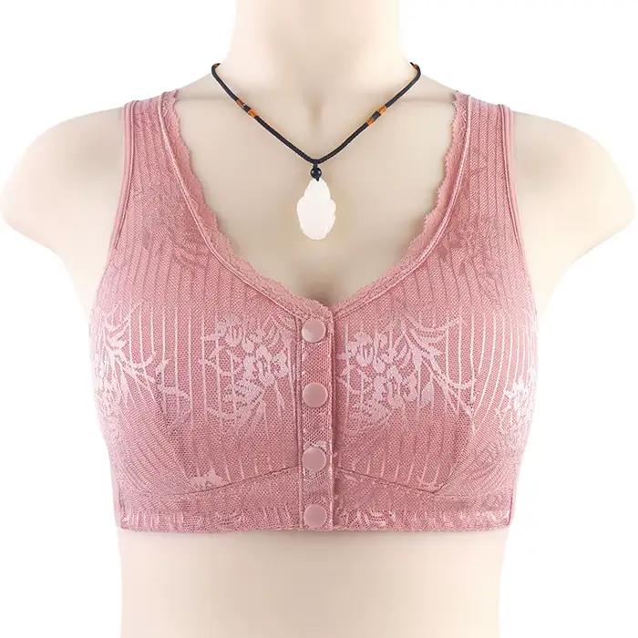 Soutien-gorge Push Up sans fil pour femmes, sous-vêtements confortables avec fermeture frontale, Lin