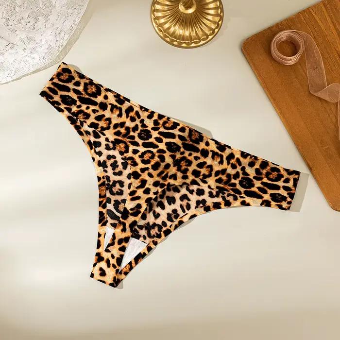 Sexy léopard femmes tongs sans couture Slip glace soie G cordes tongs Femme culottes Lingerie sous-v