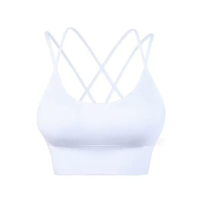 Soutien-gorge rembourré croisé dans le dos pour femme, brassière de sport, yoga, entraînement, fitne