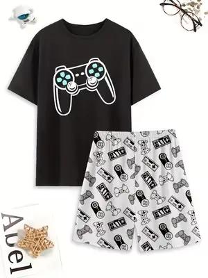 Ensemble pyjama avec manettes de jeu, vêtements d'intérieur confortables pour l'été