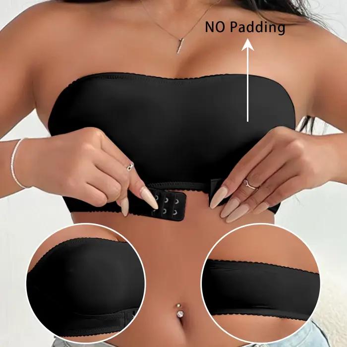 Soutien-gorge noir à boutons sur le devant, sans anneau en acier, soutien-gorge sexy sans bretelles,