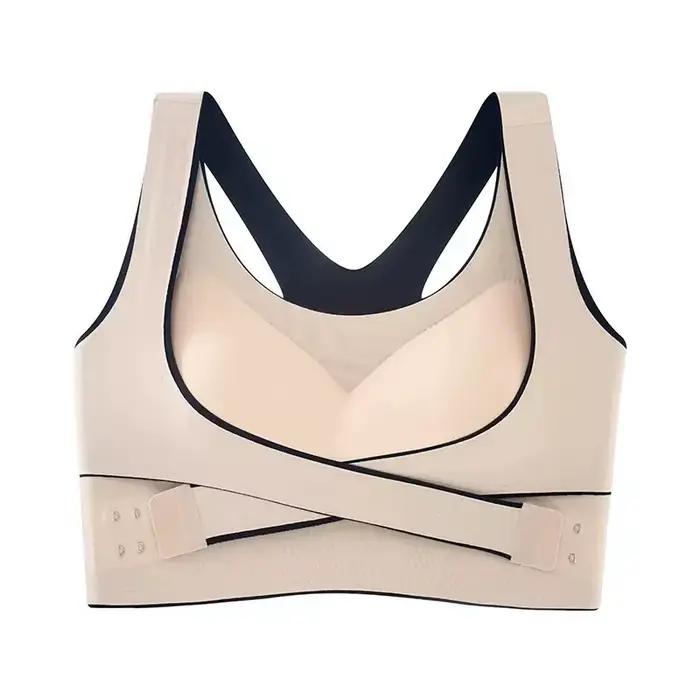 Soutien-gorge sans couture à fermeture avant, grande taille, sans armatures, fin, froncé, push-up, p