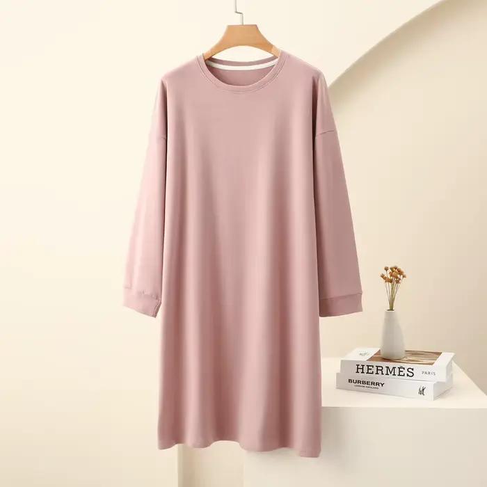 Chemise de nuit en velours optique pour femme, chemise de nuit mi-longue, vêtements de nuit chauds, 