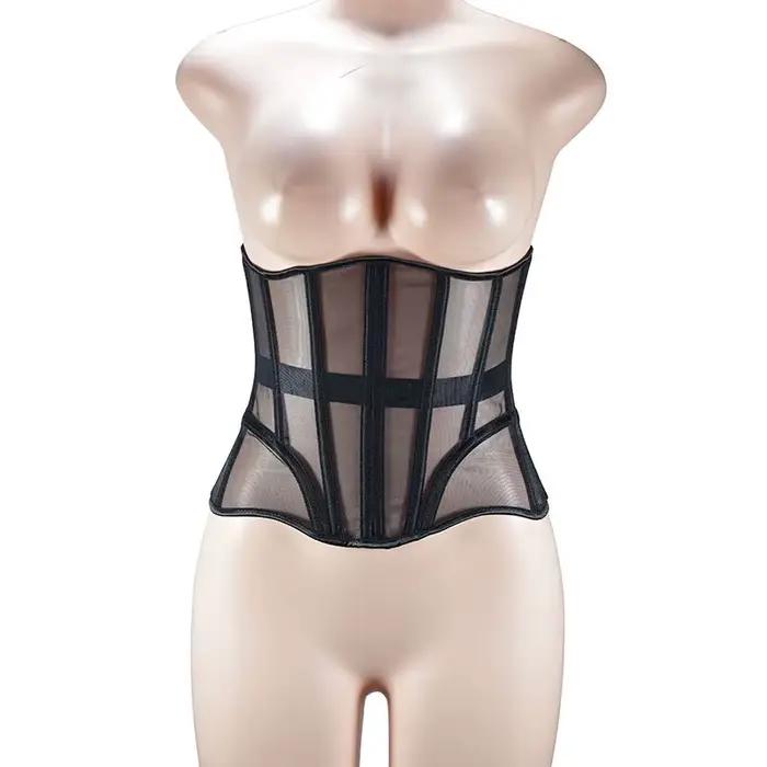Corset serré pour femmes, bustier sous le buste, ceinture de taille en maille respirante avec os, co