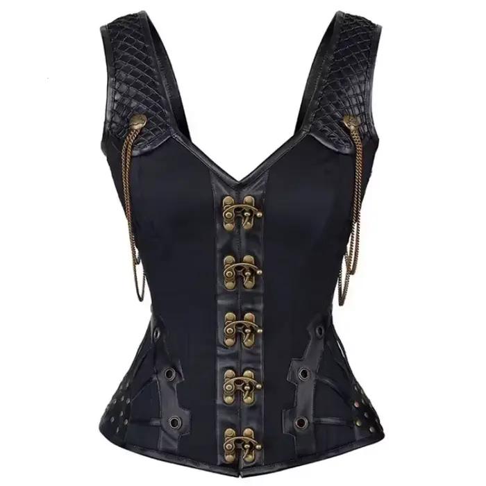 Steampunk Corsets et Bustiers bretelles Corset gothique Punk Corselet Vintage surbuste Burlesque Bas