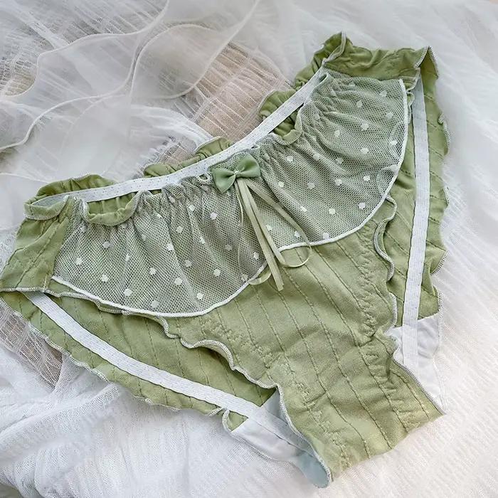 Culotte en coton à volants en dentelle pour femmes, grande taille, sous-vêtements féminins, slips en