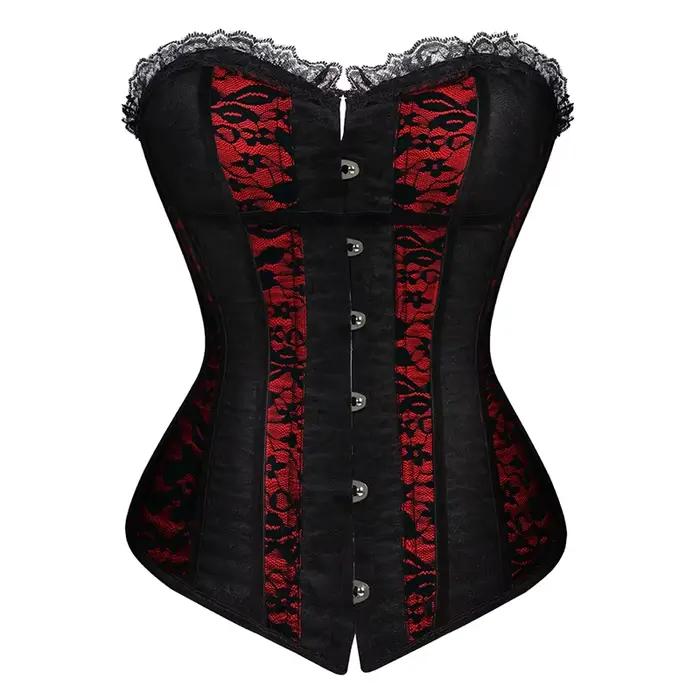 Robes corset à lacets pour femmes, robe de mariée grande taille, rouge et noir, corset sexy, haut bu