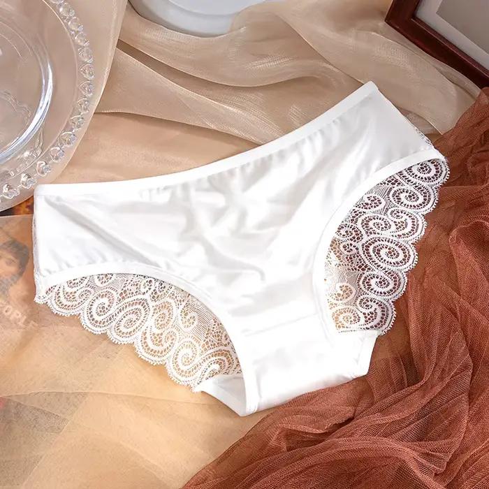 Culotte en Satin Vintage pour femmes, sous-vêtements respirants de couleur unie, Lingerie française 