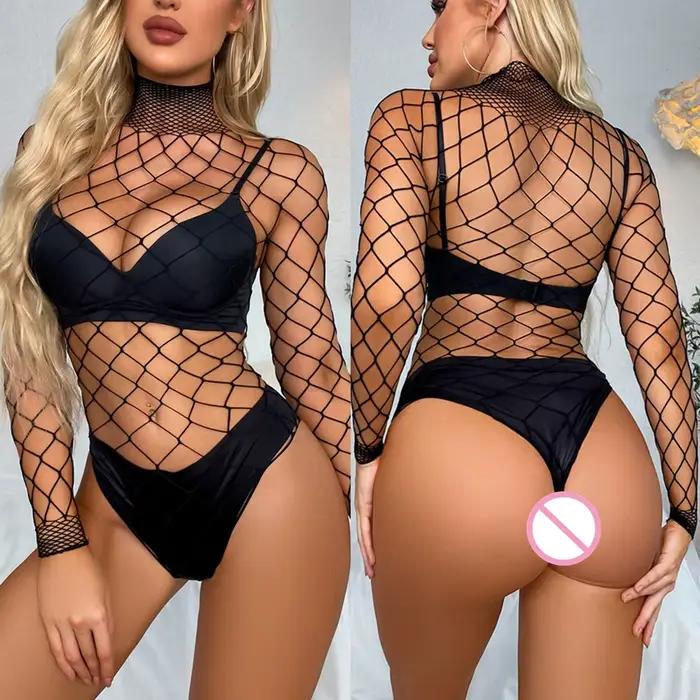 Combinaison Transparente en Maille Transparente pour Femme, Tenue de Boîte de Nuit Sexy, Filet de Pê