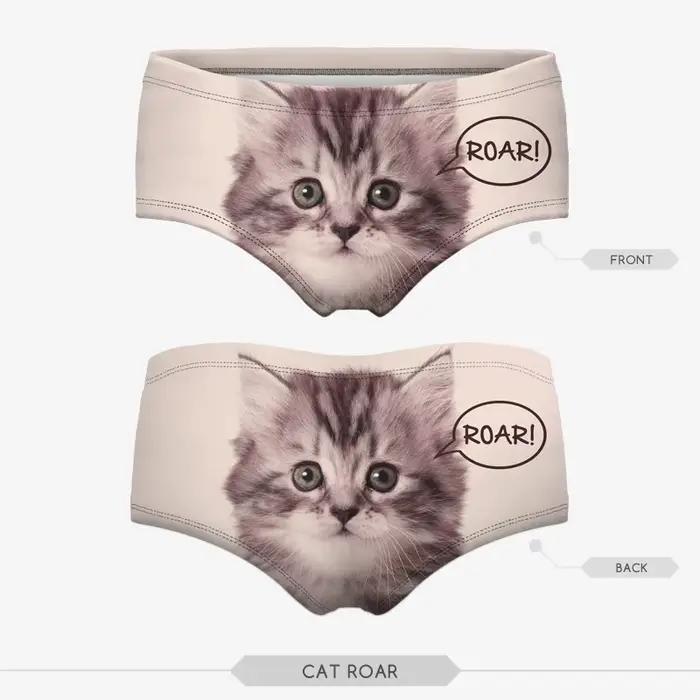 Culotte Sexy rose imprimé chat en 3d pour femmes, slip sans couture, lingerie d'intérieur, vente en 