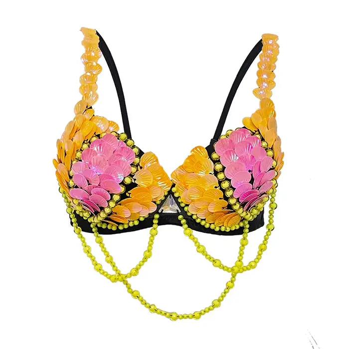 Haut de soutien-gorge Festival éblouissant – Soutien-gorge de danse du ventre fait à la main pour ca