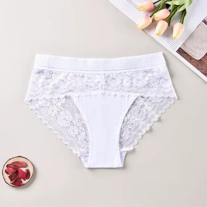 Culottes taille haute en dentelle pour femme, lingerie fine, motif floral sexy, élastiques, respiran