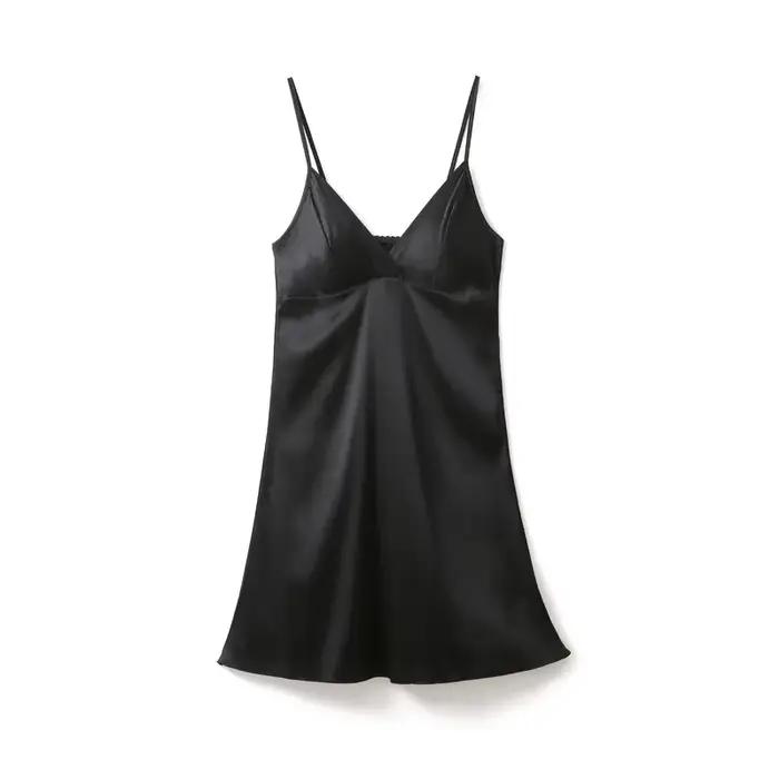 InjSatin-Chemise de nuit sexy pour femmes avec coussin de soutien-gorge, robe de nuit, coussin de po