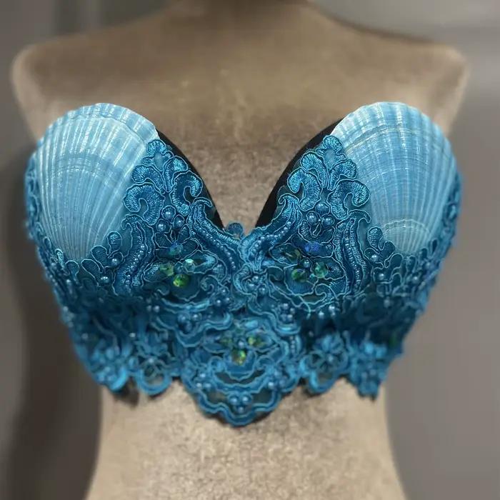 Personnalisé sirène princesse pétoncle poitrine coquille naturelle soutien-gorge perle sirène Perfor
