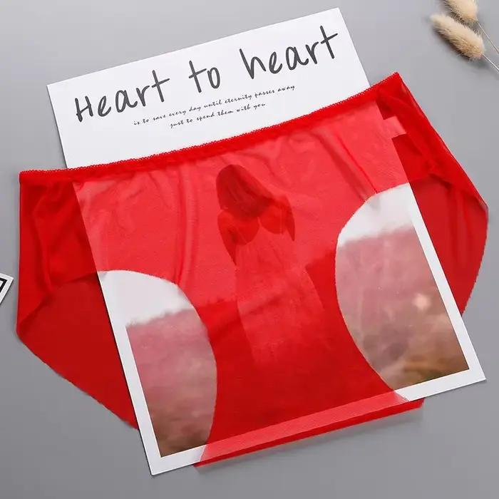 Sous-vêtements transparents culottes femmes couleur unie Sexy sans couture Perspective maille slips 
