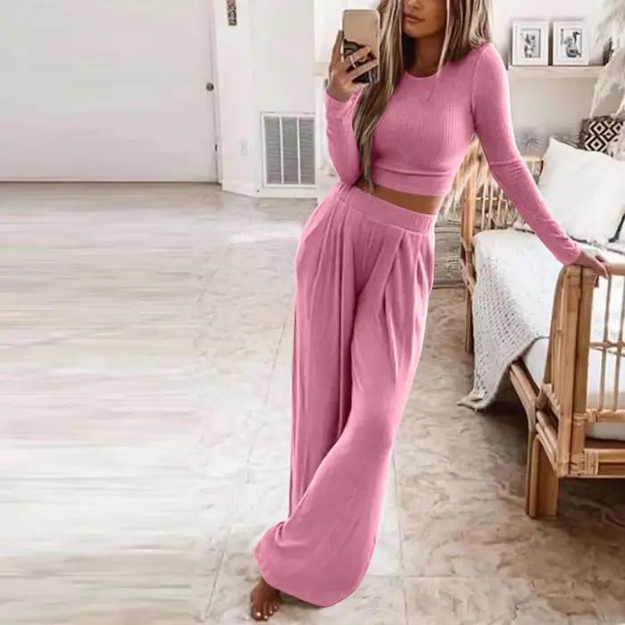 Automne hiver vêtements de nuit pyjamas pour femmes haut à manches longues + pantalons longs survête