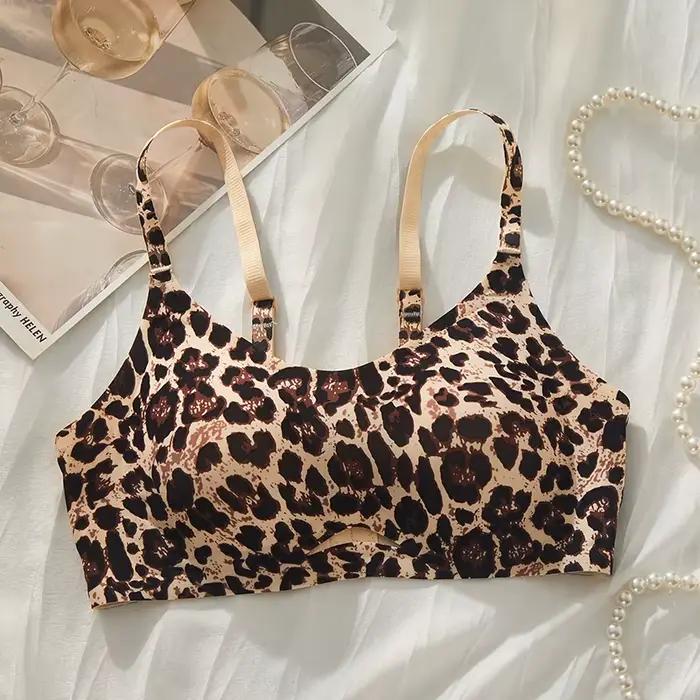 Soutien-gorge imprimé léopard pour femmes, soutien à armatures à fort Impact, grande taille, coussin