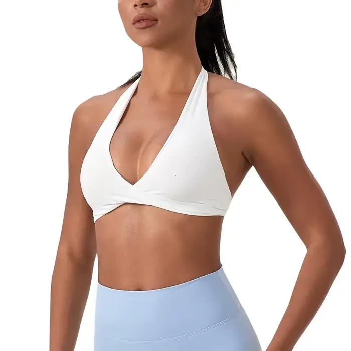Soutien-gorge de sport de Yoga pour femmes, col licou, avec dos élégant, Sexy pour la course, le Fit