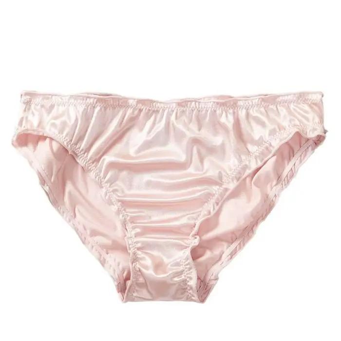 Mode taille basse Satin soie culotte mince couleur unie volants slips respirant femmes culottes fill