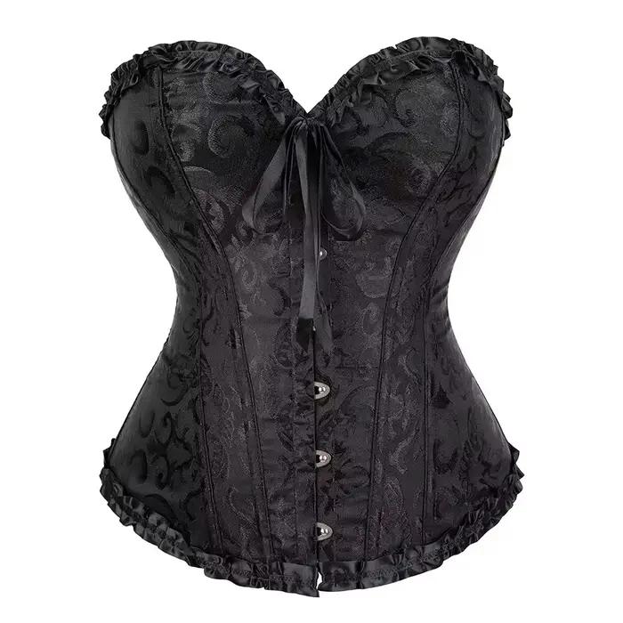 Femmes haut Corset Jacquard surbuste Bustier victorien Sexy à lacets Lingerie florale Korset Vintage