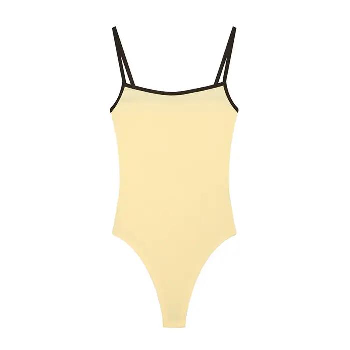 Bodysuits pour femmes tendance, col rond, fines bretelles, sexy, dos nu, sans manches, pour l'été