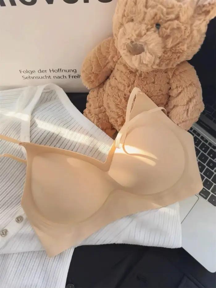 Soutien-gorge femme sans couture effet seconde peau avec bonnets fixes, design dos élégant, ensemble