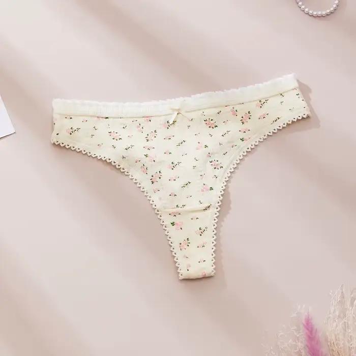 Lingeries Femme Sexy Tongs Mode Mignon Imprimé Culotte pour Femmes Doux Chaud Arc Femmes String Coto