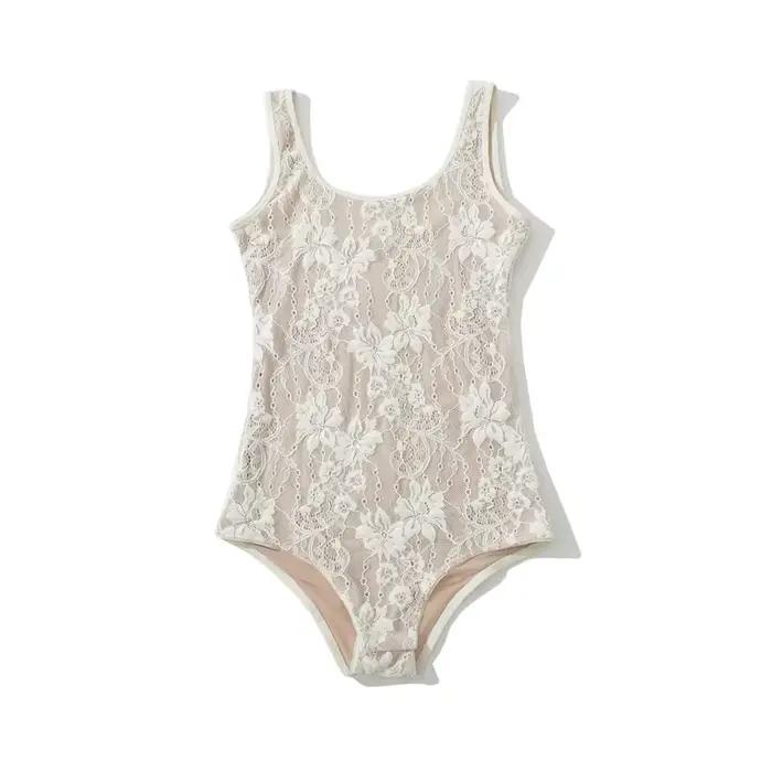Body en dentelle double couche pour femme avec détail dans le dos bas